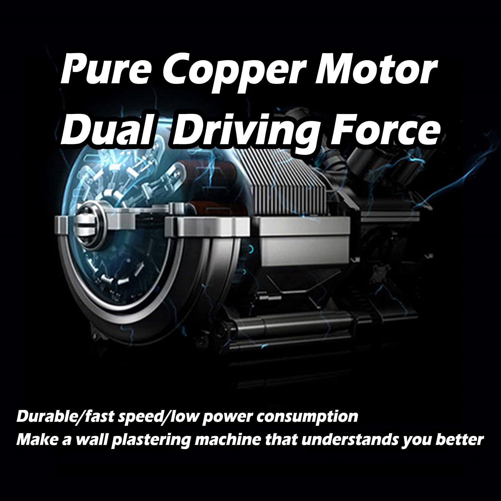 Pulidora eléctrica de hormigón, motor de cobre puro, 6 ajustes de velocidad, mezclador portátil para enlucido de paredes de cemento