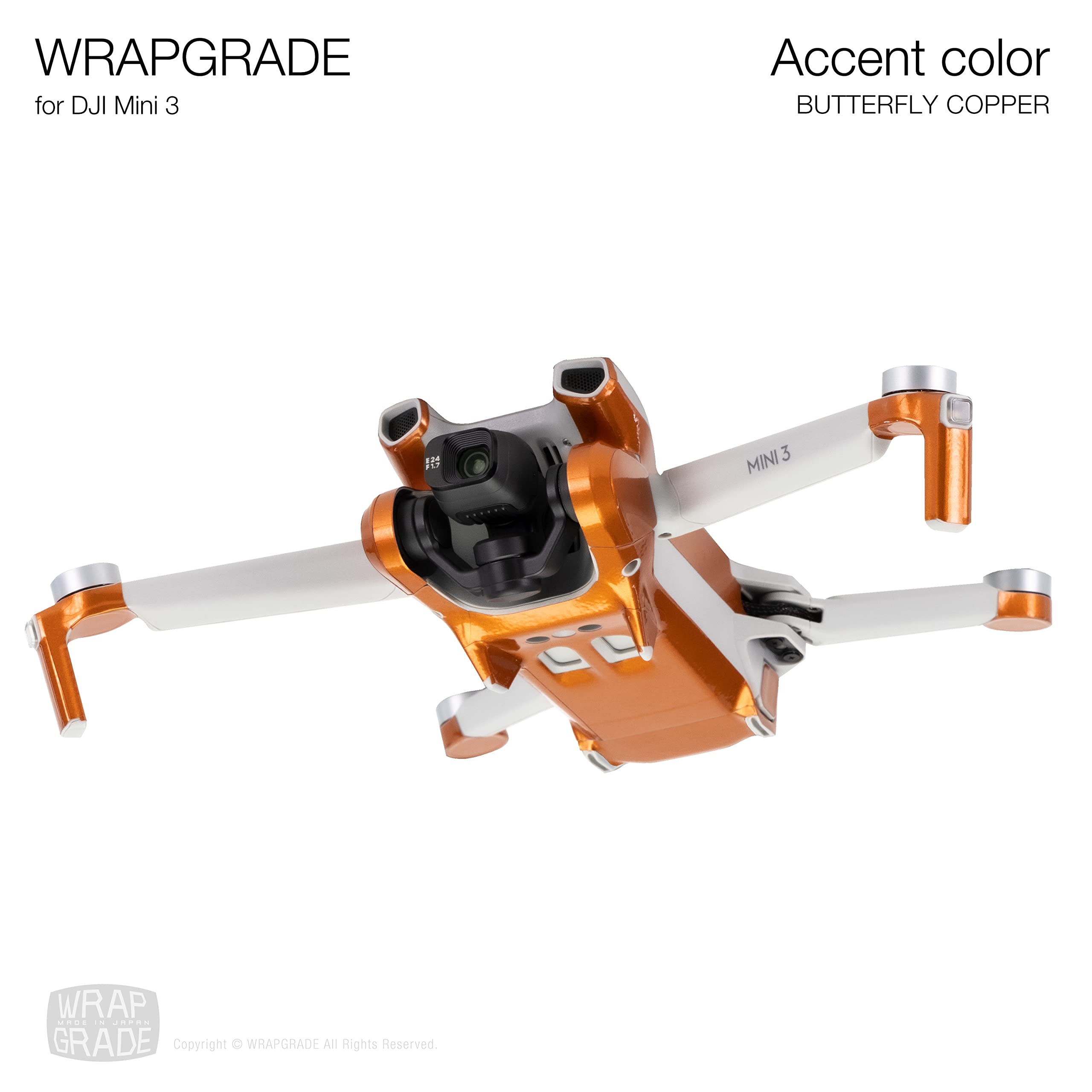 WRAPGRADE Skin Stickers Compatible with DJI Mini 3, Butterfly Copper - Image 3