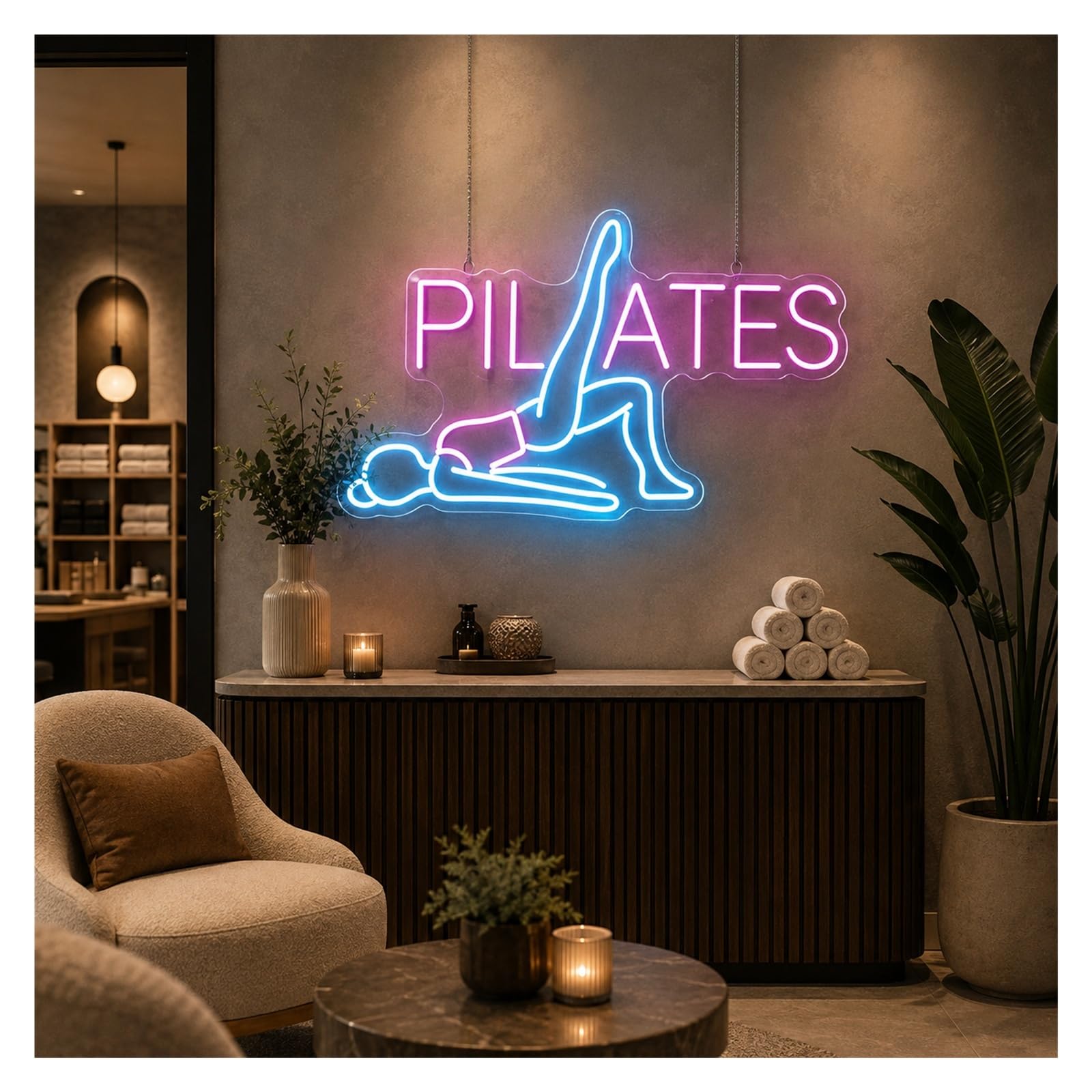 Decoración Lámparas Postura De Pilates Luz Neón
