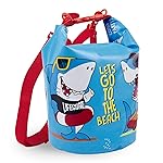 PERLETTI Dry Bag Sharks for Boys Blue with Buckle - Dry Sack for Little Boy with Adjustable Shoulder Strap - Waterproof Colourful Bag Drafting Swimming Kayaking Skiing Snowboarding Children (Sharks)