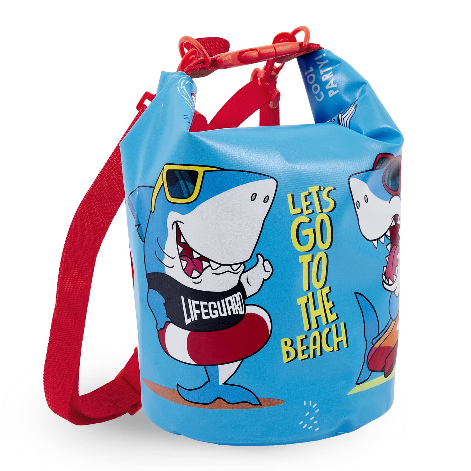 PERLETTI Sacca Impermeabile Mare da Bambino - Borsa Mare Blu Azzurro Bimbo da Spiaggia Kayak Nuoto Canoa Barca Snorkeling - Zaino Dry Bag Regolabile per Bambini con Cinghia - 25x18x18 cm