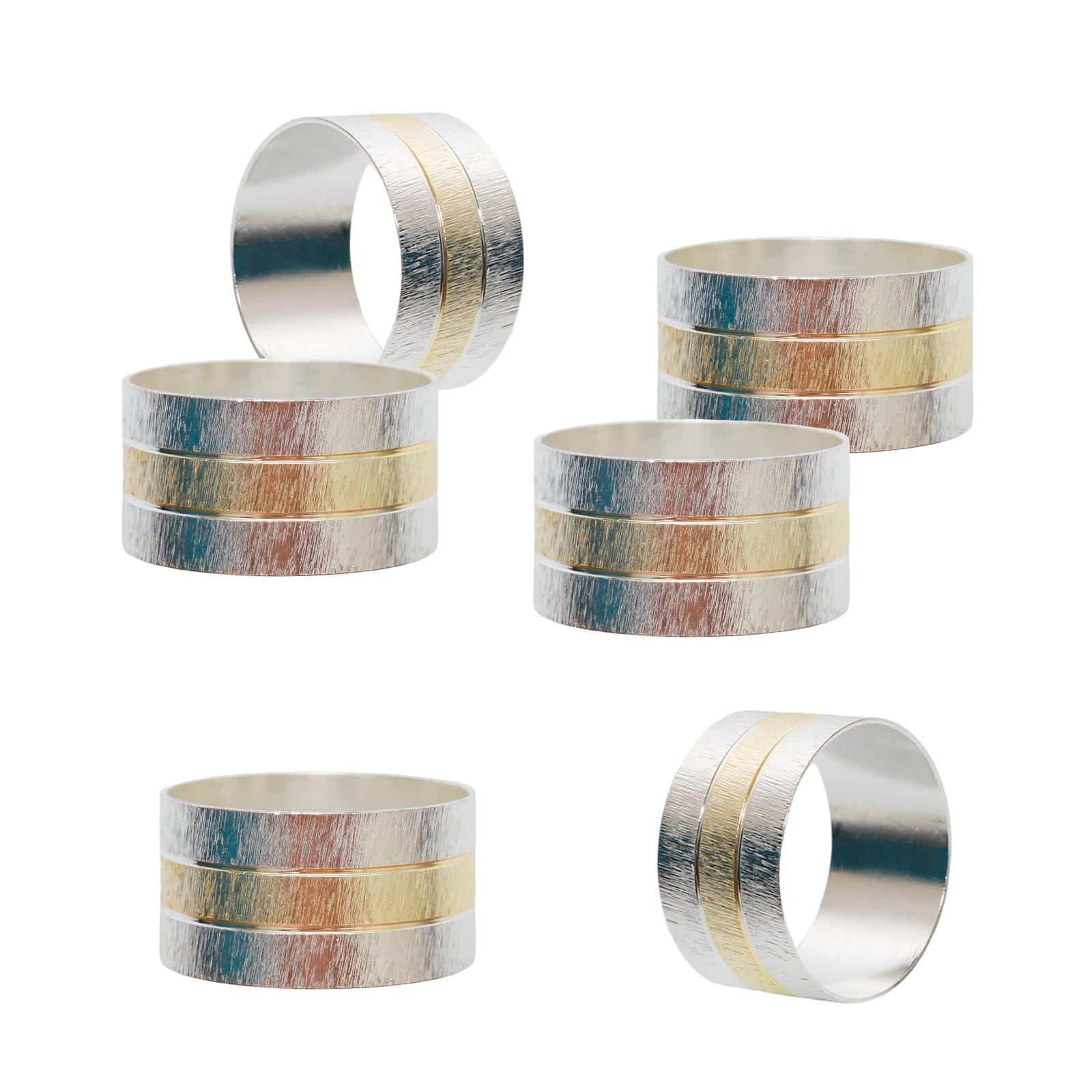 6 portatovaglioli, eleganti accessori decorativi per la tavola, adatti per decorazioni da tavola, feste, eventi speciali e regali (argento e oro)