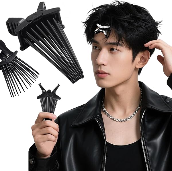 ヘアボリュームピンチャー 前髪クリップ 前髪たちあげクリップ 根元立ち上げクリップ 毛流れ センターパート ボリューミーヘア ぺたんこ髪対策 ヒートレスカール レディース メンズ 長短髪対応 便利 第三世代(ブラック 1個) - 1