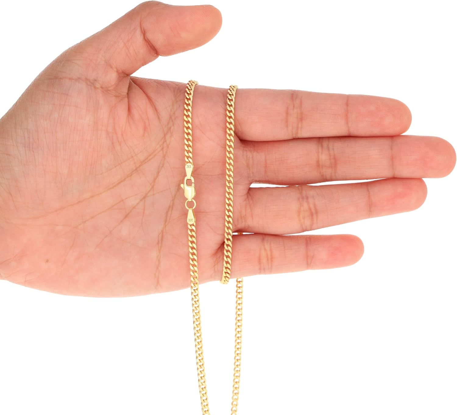 Nuragold 10k Real Yellow Gold Miami Cuban Lightweight Link 3mm Chain Bracelet or Anklet (7"-9") Italian Jewelry for Men & Women