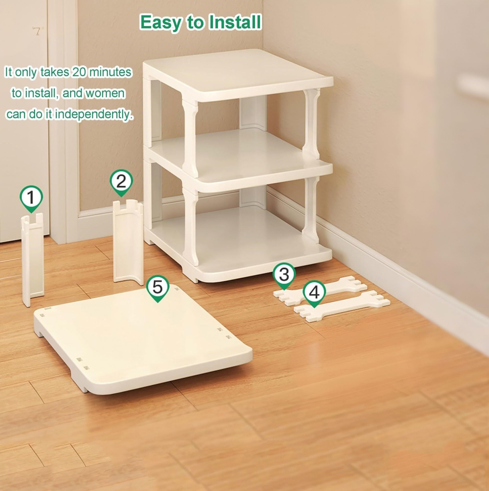 Étagère à chaussures empilable extensible à 1 8 niveaux pour économiser de l'espace avec étagères incurvées et support étroit pour placard, entrée, chambre à coucher (noir, 3 niveaux)
