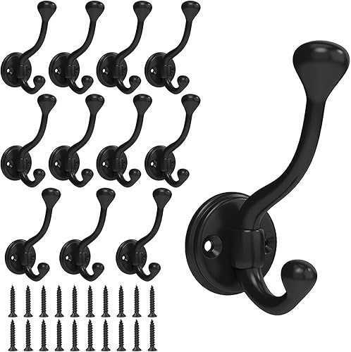 Miniatura 9 de Paquete de 8 Ganchos de Pared para Colgar, Gancho de Abrigo de Servicio Pesado Montaje en Pared, Ganchos de Armario de Metal Fáciles de Instalar, Se