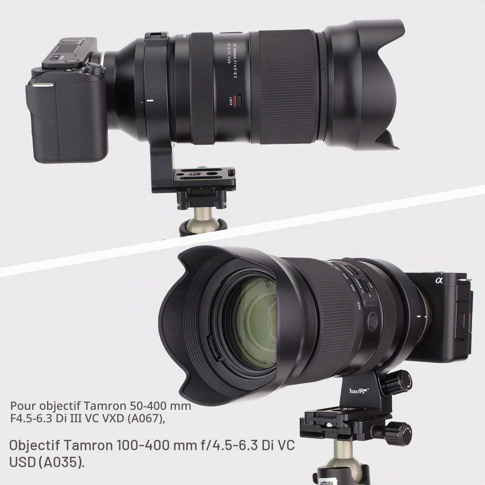 Haoge Collier d'objectif pour objectif Tamron 50-400 mm A067 avec trou QD intégré, plaque de dégagement rapide, bague de montage LMR-TL540