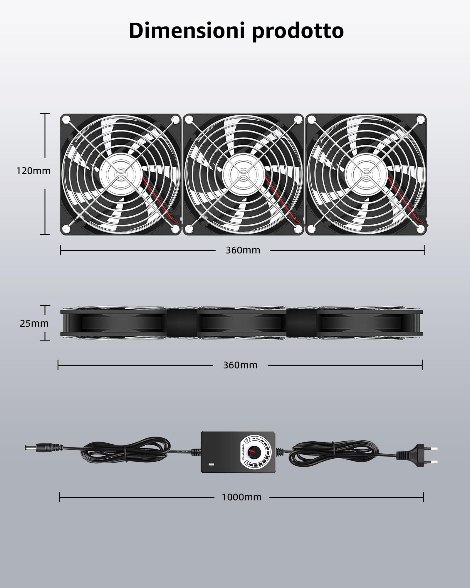 Ventola per Alloggiamento 360mm 12V Regolabile 220V-240V 2750Rpm Portatile PC