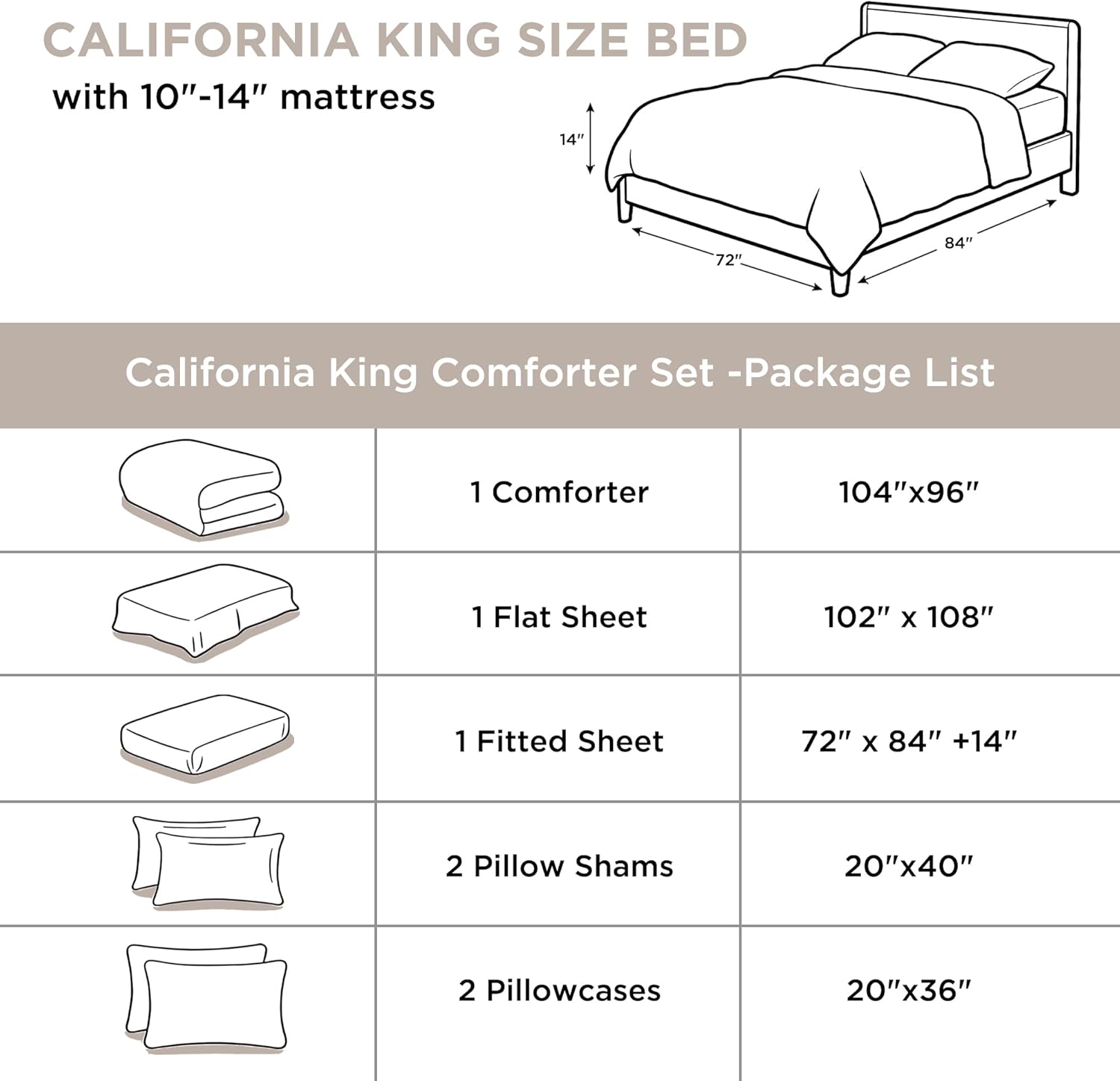 Andency Linen California King Comforter Set - 7 Pieces Bed in a Bag Cal King Bedding Comforter Sets, Summer Plain Soft Lightweight Comforter with Fitted Sheets, Flat Sheets, Pillowcases & Shams - Image 6