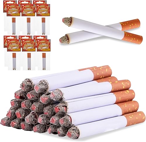 Playbees Cigarrillos falsos de hojaldre que soplan humo, paquete de 24, cigarrillos de imitación de 3.25 pulgadas con un aspecto realista, accesorio