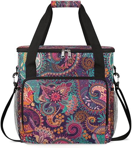 Bolsa de café india floral con estampado étnico de cachemira, bolsa de almacenamiento de viaje compatible con Keurig K-Mini o K-Mini Plus, portátil,