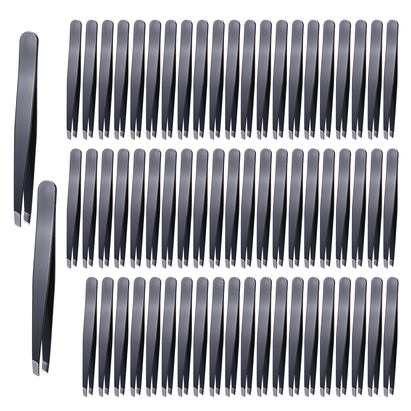 64 Pieces Eyebrow Tweezers Bulk for Women Men, Precision Stainless Steel Slanted Tweezers Mini Tweezer for Brow, Facial Hair & Ingrown Hair Removal, Plucking Blackhead