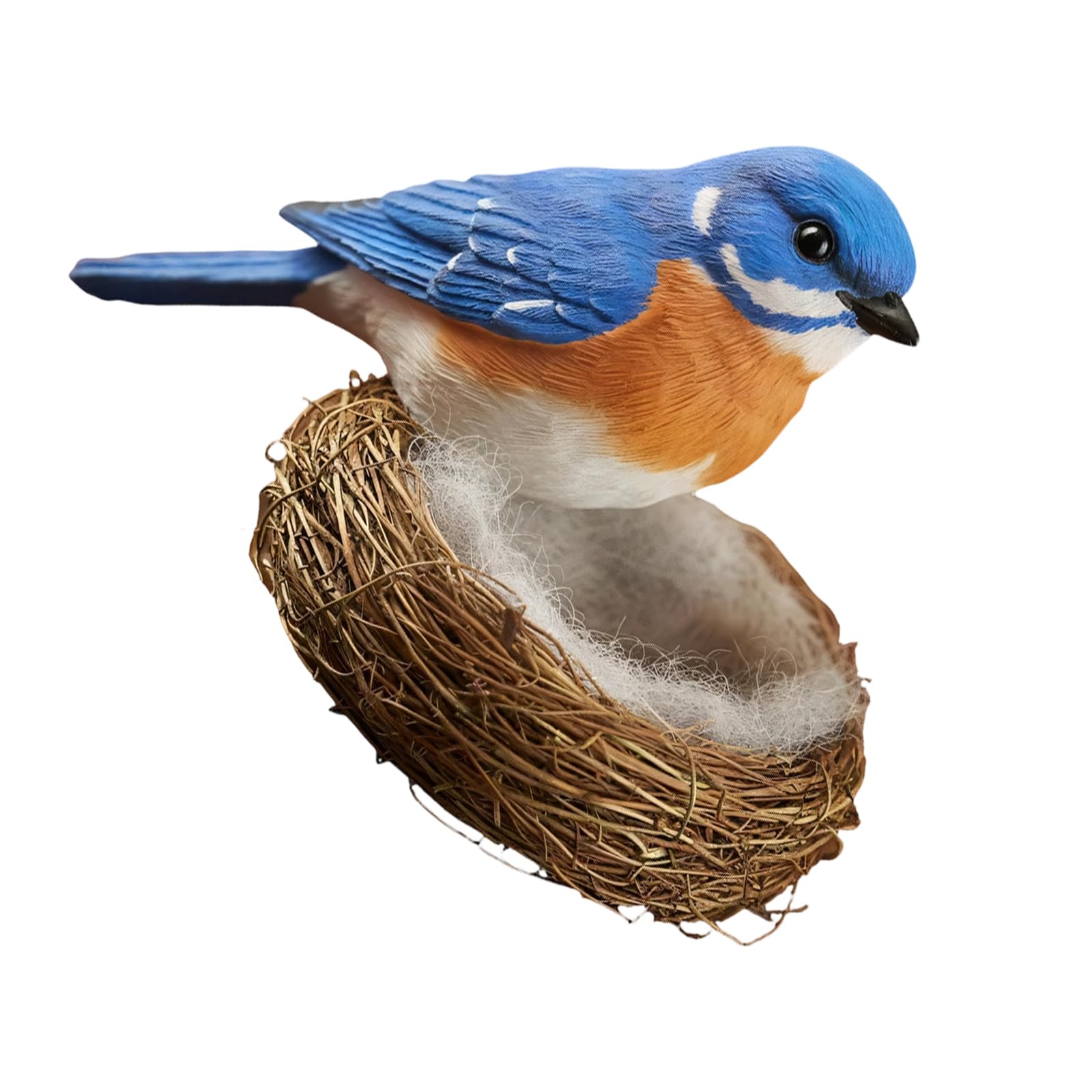 Osniyaw Blue Resin Bird Figures With Nest Decorations, Spring Home Decorations For Bookshelves, Statue, Decorative Sculptures, Ornament, Resin Figures With
