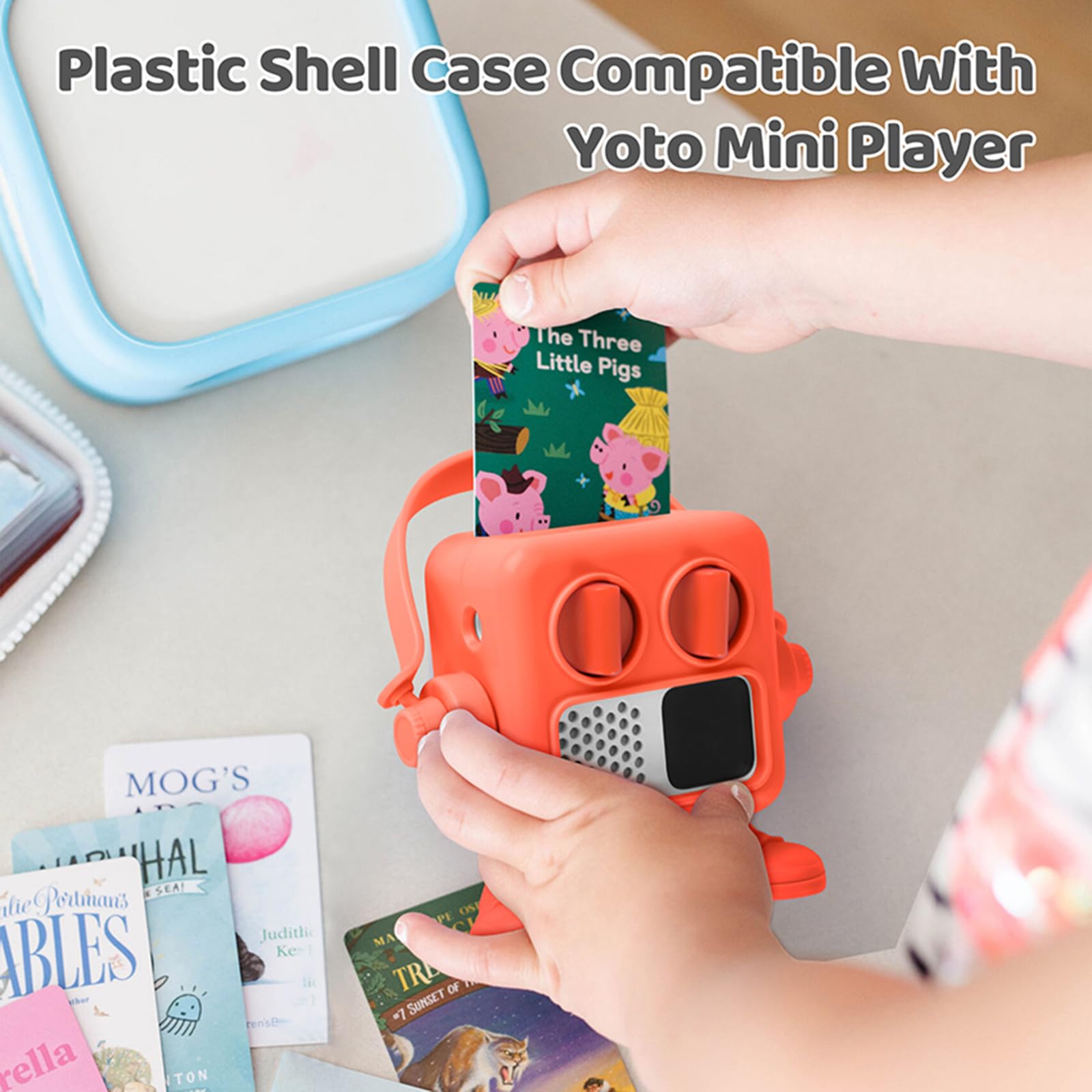 Coque rigide compatible avec Yoto Mini Player, étui de protection en plastique pour mini haut-parleur audio et cartes Auido (Orange)