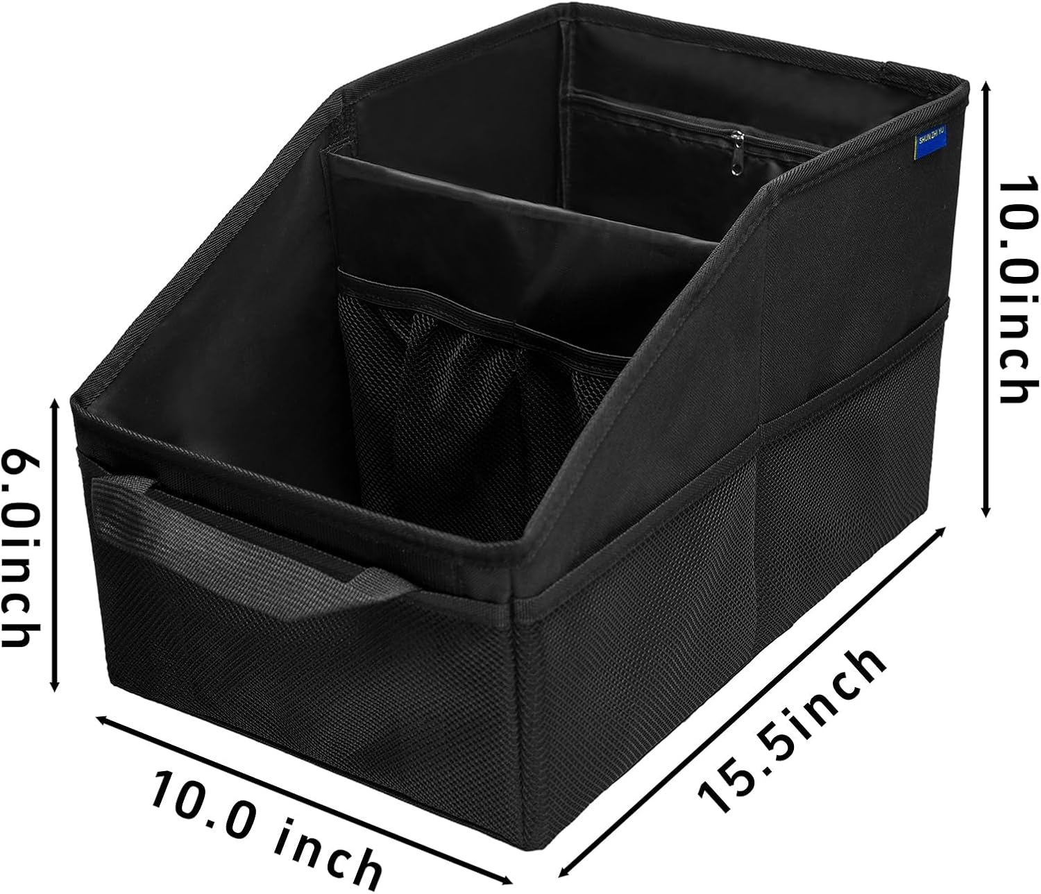 Car Seat Organizer, Passenger Seat, Black | Collapsible, Small Storage, With Lid