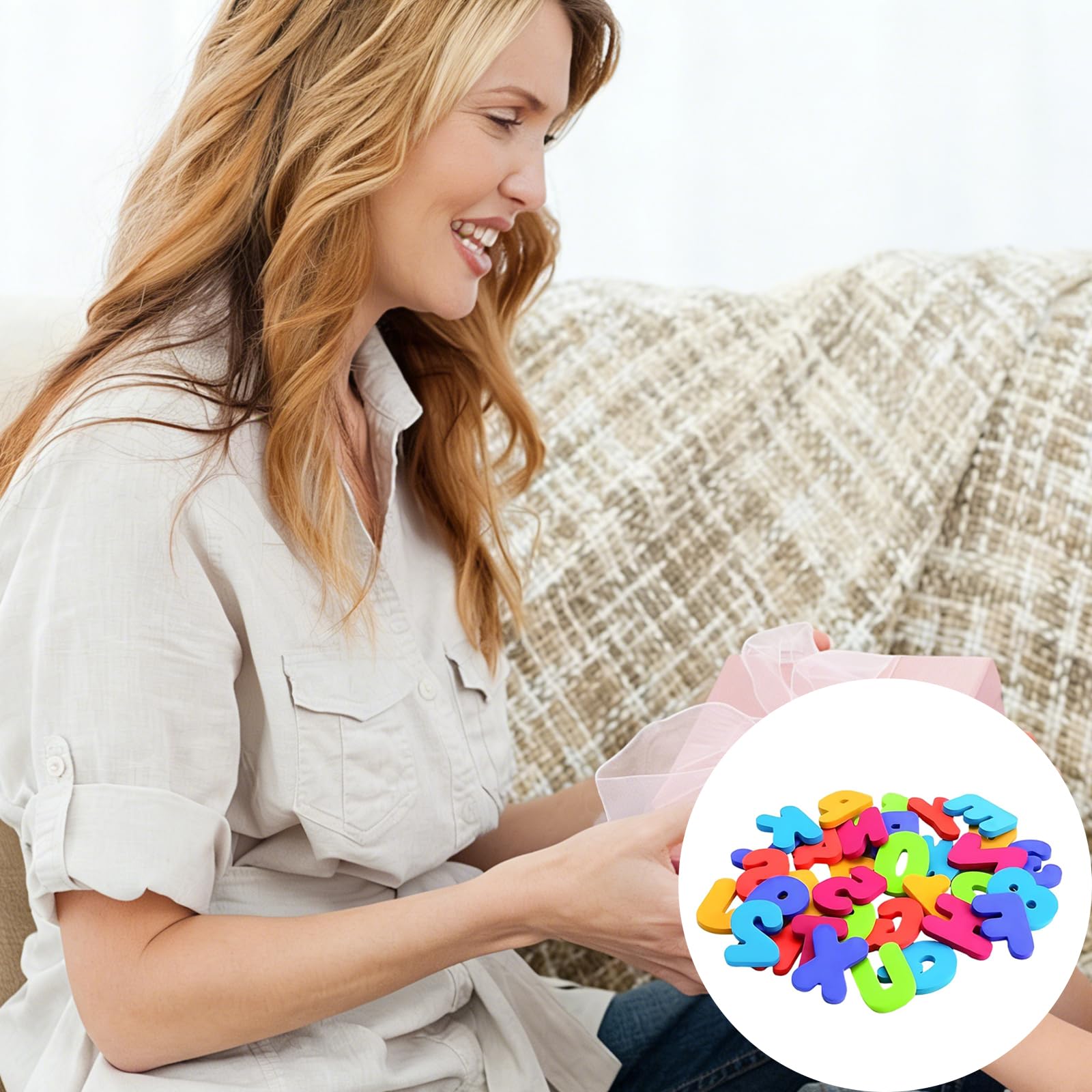 37PCS - 36PCS Bath Letters and Numbers and 1pc Toy Storage Bags Mesh, Bath Toys Number and Alphabet Toys, Sensory Play Foam Letters - Image 4