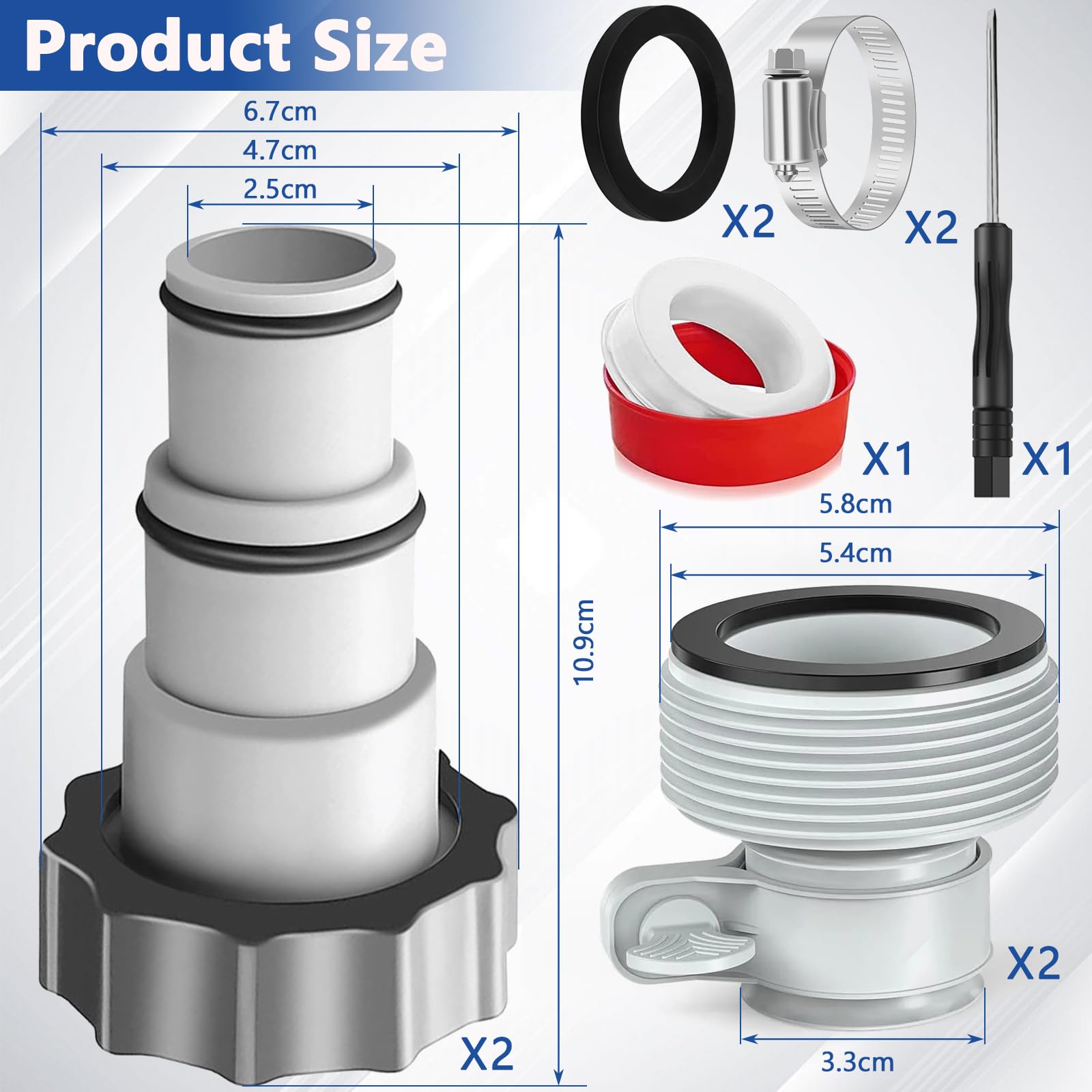 Amzeeniu 4 stuks adapters voor zwembadslang Intex