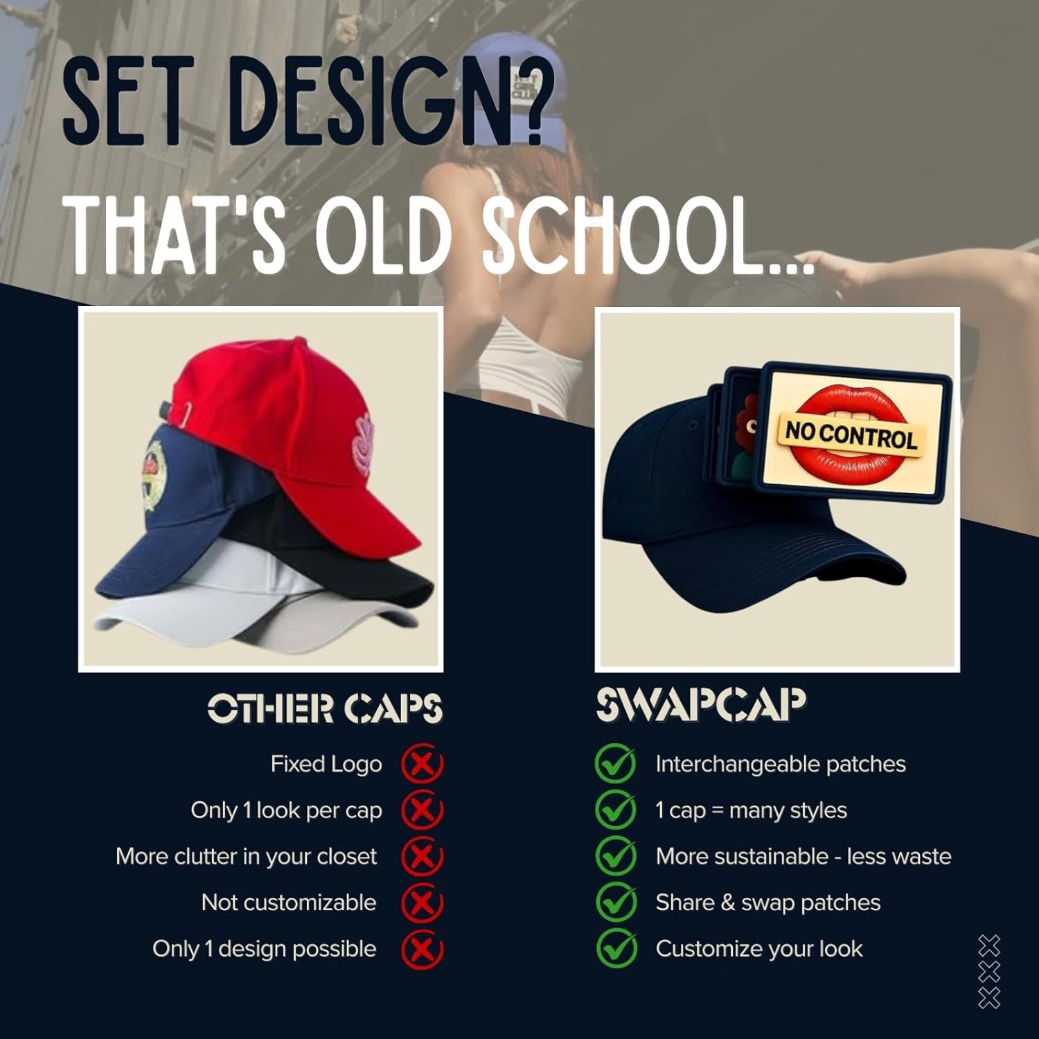 Adjustable Baseball Hat with Interchangeable Removable Patch – Unisex Trucker Cap for Men & Women