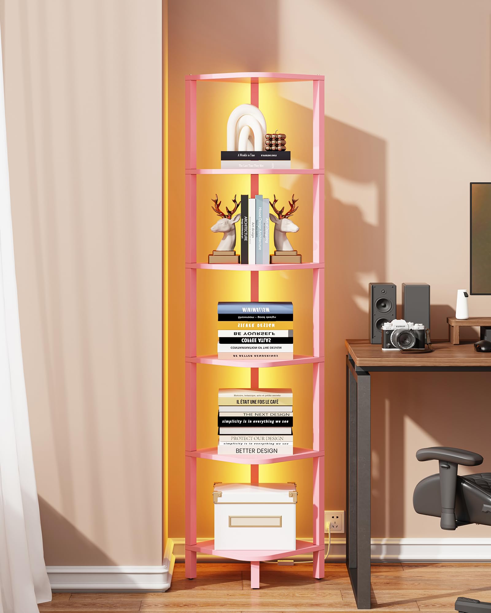 TUTOTAK LED Corner Bookshelf - Storage & Display -23