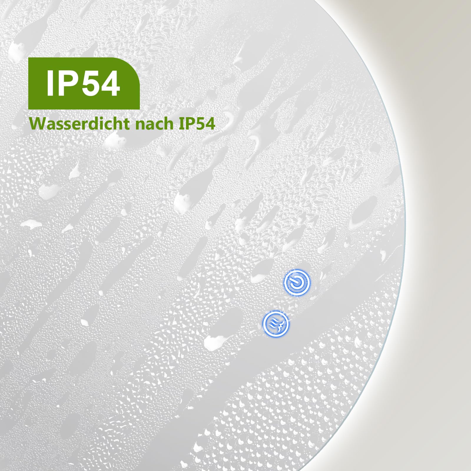 ColdShine LED Badspiegel Asymmetrisch mit Beleuchtung Wandspiegel 80 * 55cm | 3 Lichtfarben, Dimmbar, Anti-Beschlag, Moderner Silber fürs Badezimmer mit Touch-Sensor