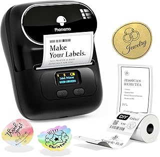 Phomemo Label Maker, Upgraded Thermal Label Printer for Phone and Windows/Mac, 2 Inch Portable Label Maker Machine for Kitchen, Office, Retail, Address, Barcode, With 100 Labels