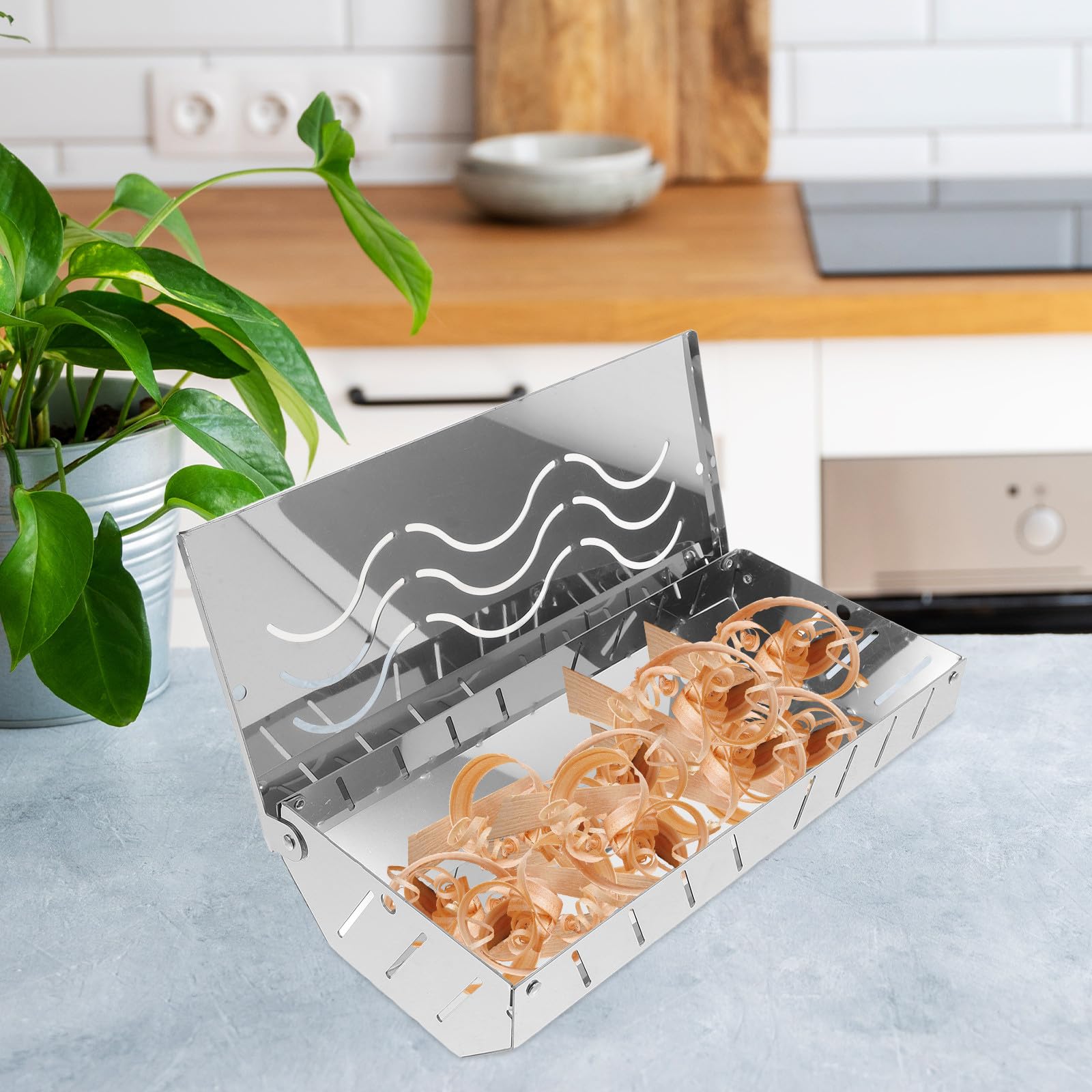 Scatola per Affumicare la Griglia in Acciaio Inox Bianco | Coperchio, Design Portatile e Posizionamento Semplice, per Grigliatura e Cottura All'aperto