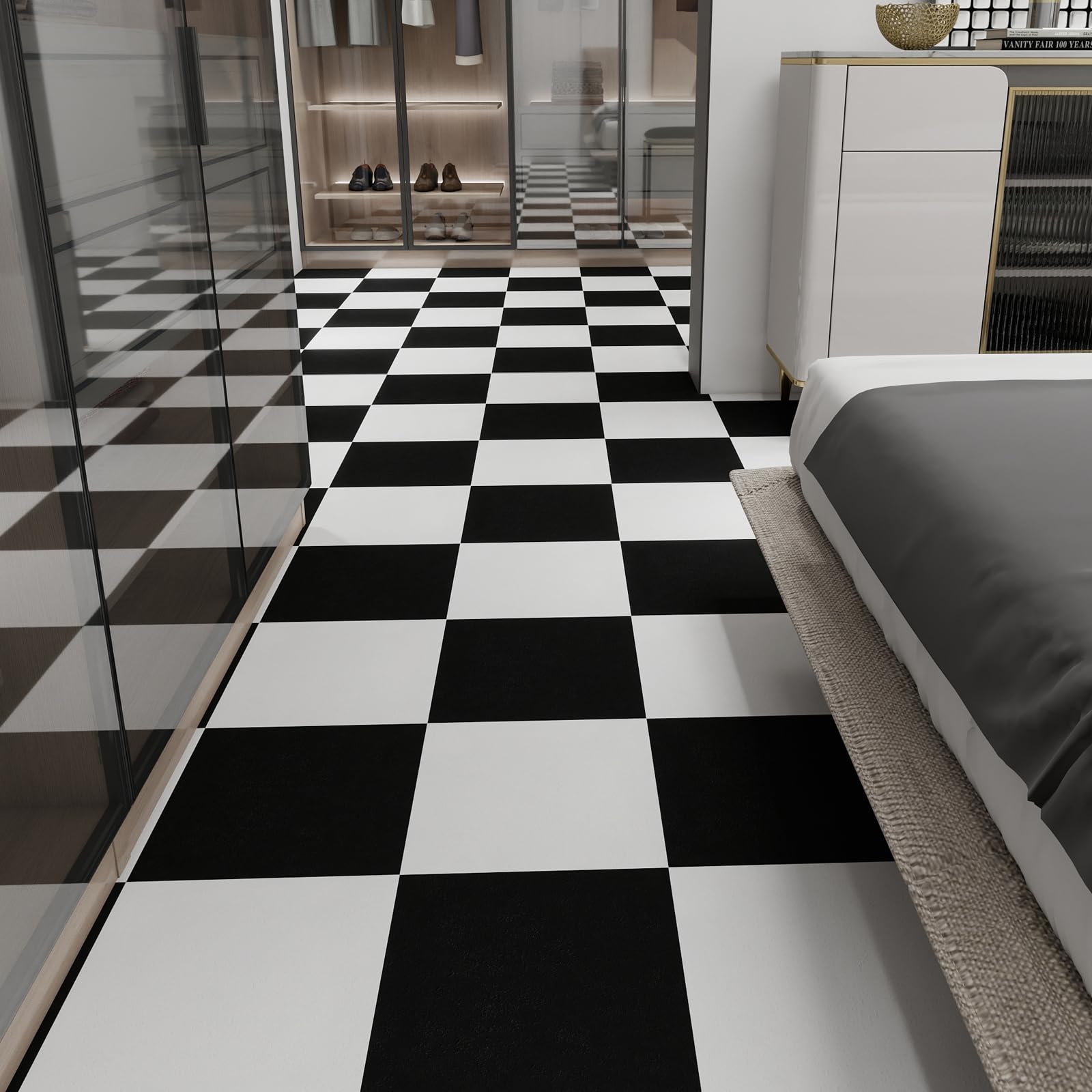 Lot de 10 revêtements de sol noirs et blancs