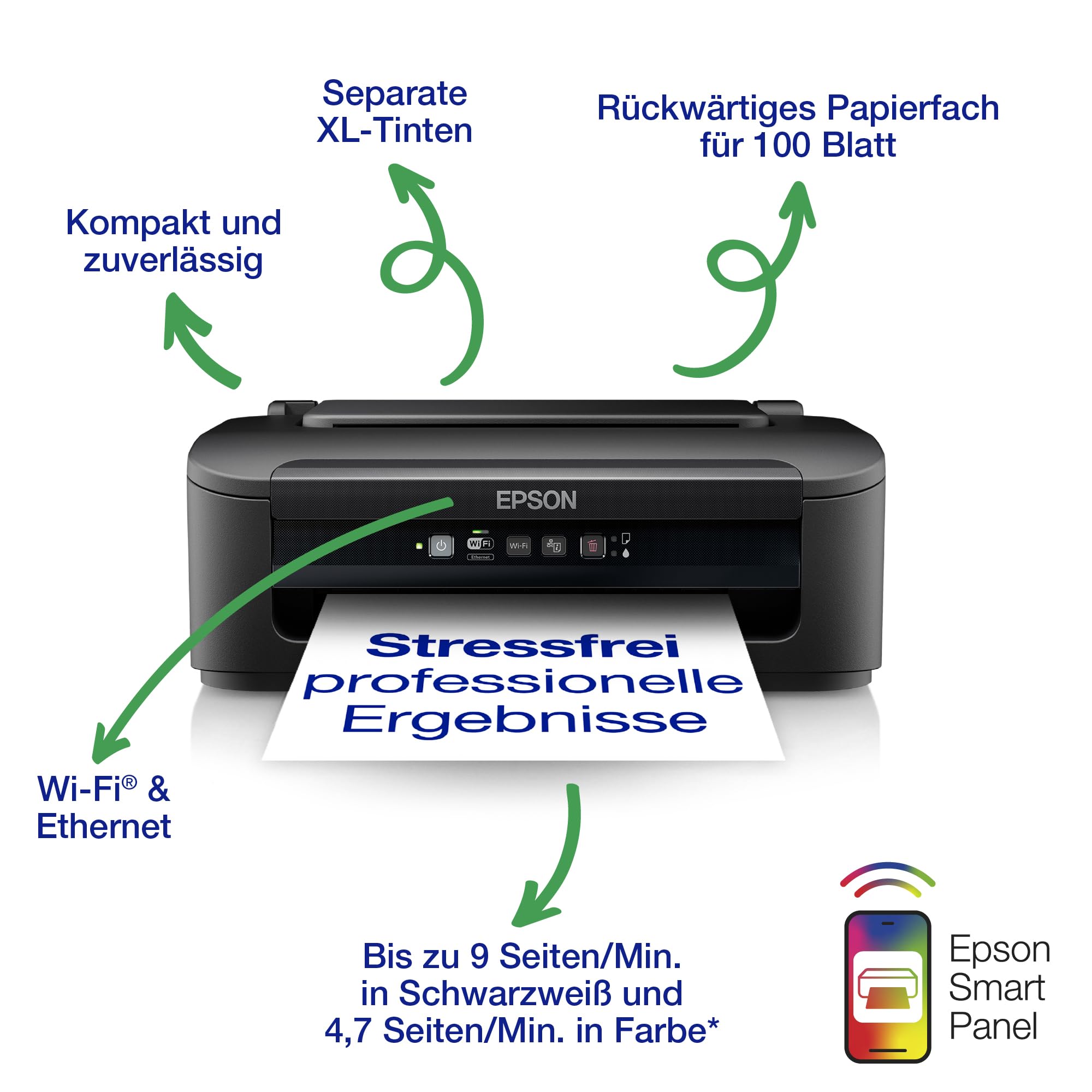 Epson WorkForce WF-2110W A4-Tintenstrahldrucker mit WLAN- und Ethernet-Anschluss