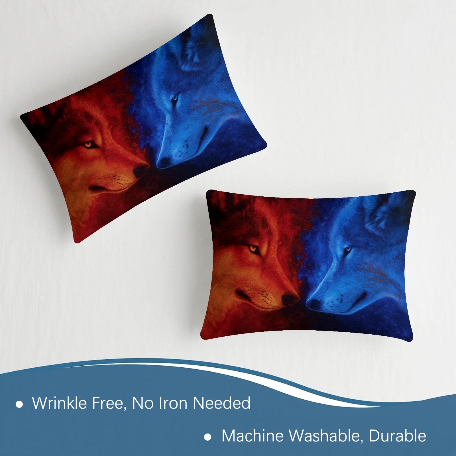Juego de 3 sábanas bajeras ajustables de 140 x 200 cm para cuna, sábana bajera de fantasía de microfibra transpirable, sábana bajera con diseño de animales, hielo, fuego, lobos y 2 fundas de almohada