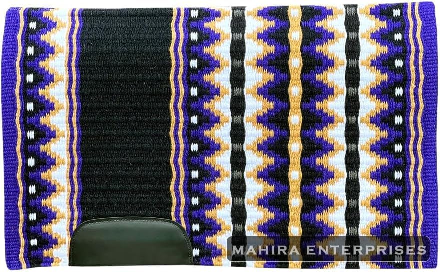 HUMAYL Saddlery Saddle Pad/Blanket for Horses Western Show Horse Saddle Blanket New Zealand Design Handmade Wool Saddle Blanket Top Wool Saddle Pad Regular Size : 34" L x 36" W x 1" inches PAD0163