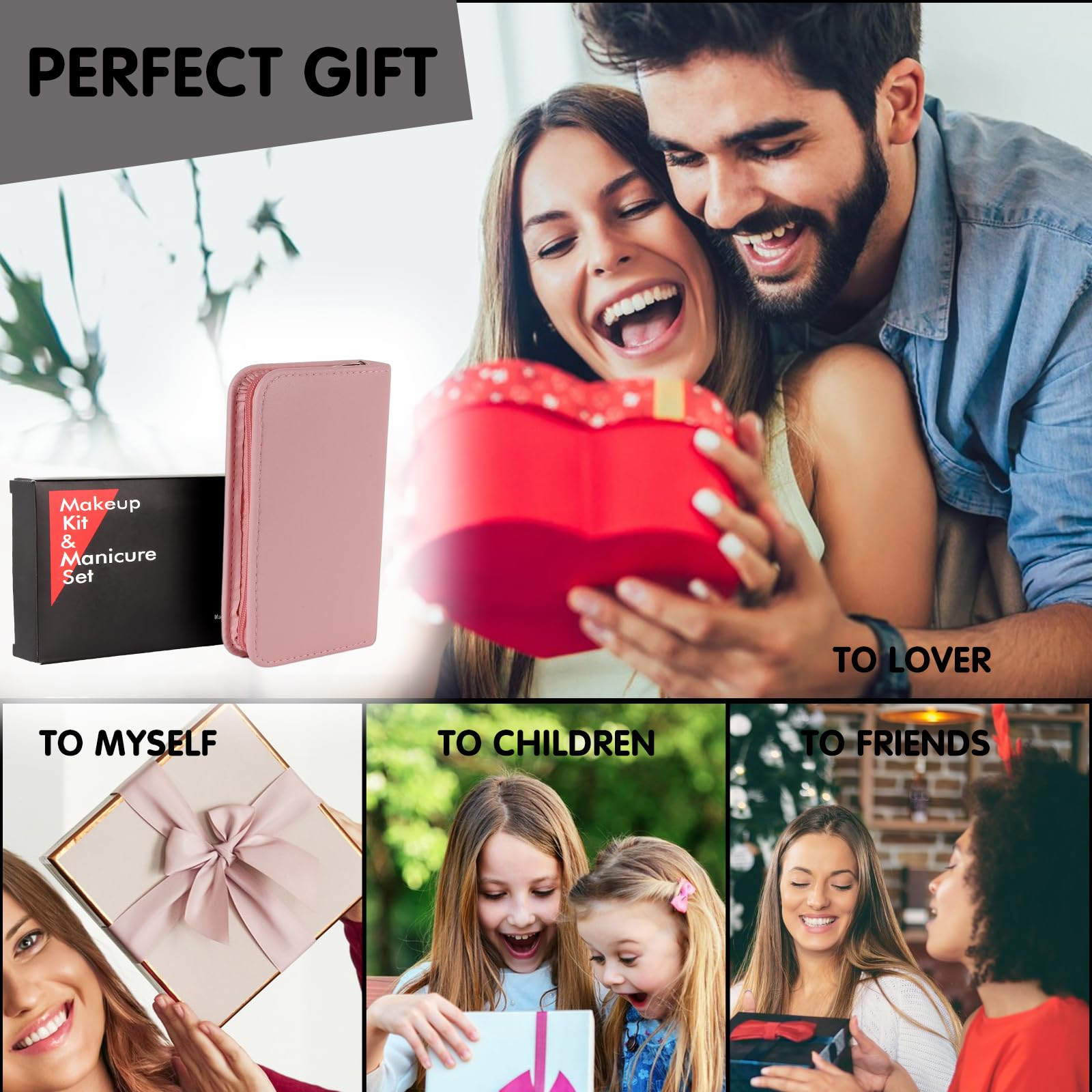 Juego de manicura y pedicura – Kit de cortaúñas de los pies, kit de manicura profesional, kit de pedicura, kit de cuidado de uñas con, estuche de viaje rosa, juego de 12