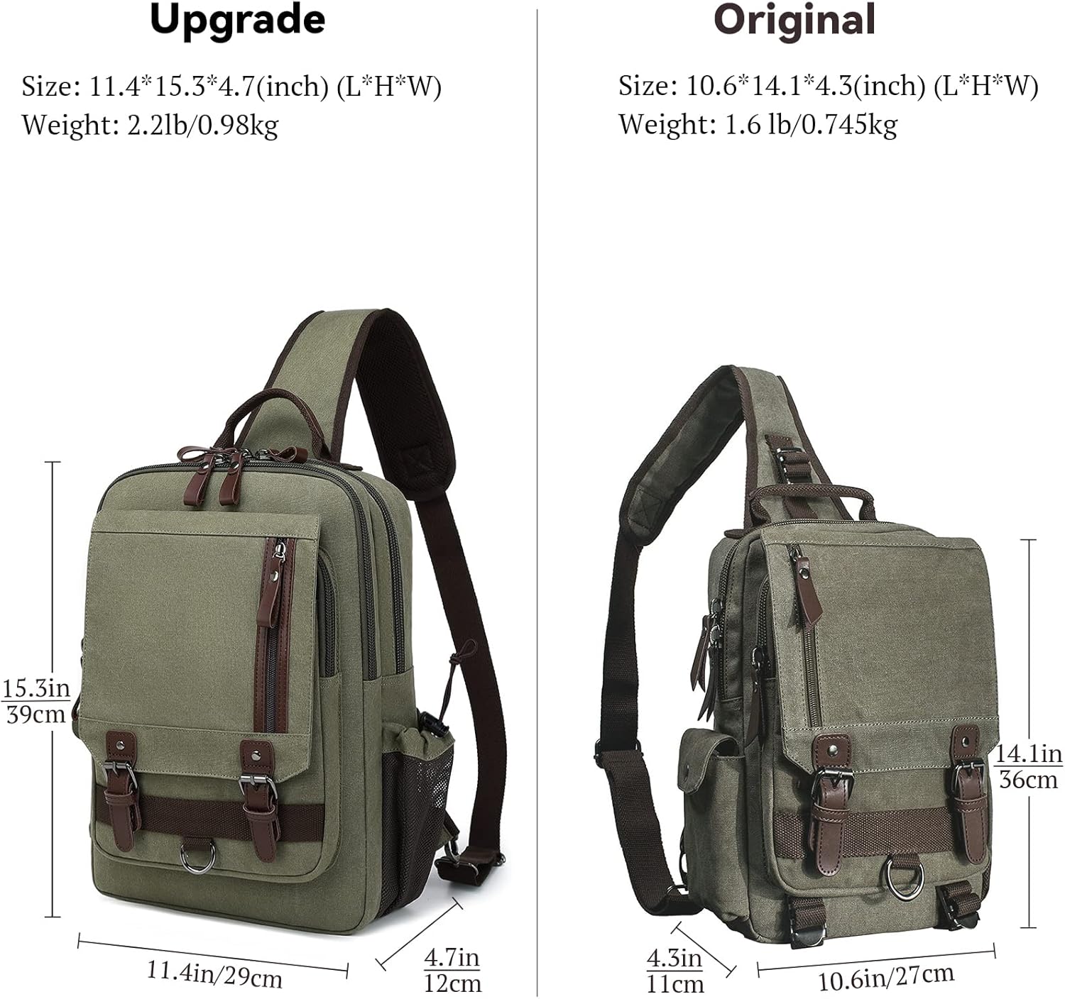 mygreen Canvas Cross Body Messenger Bag Shoulder Sling Backpack Travel Rucksack - Image 2