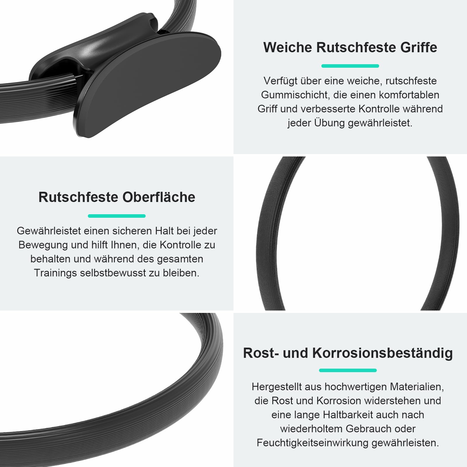 SURFOU Cerchio Pilates Diametro 37 cm, Anello Elastico Resistente con Maniglie Imbottite Antiscivolo, per Yoga e Fitness, Allenamento di Forza e Flessibilità per Cosce e Gambe