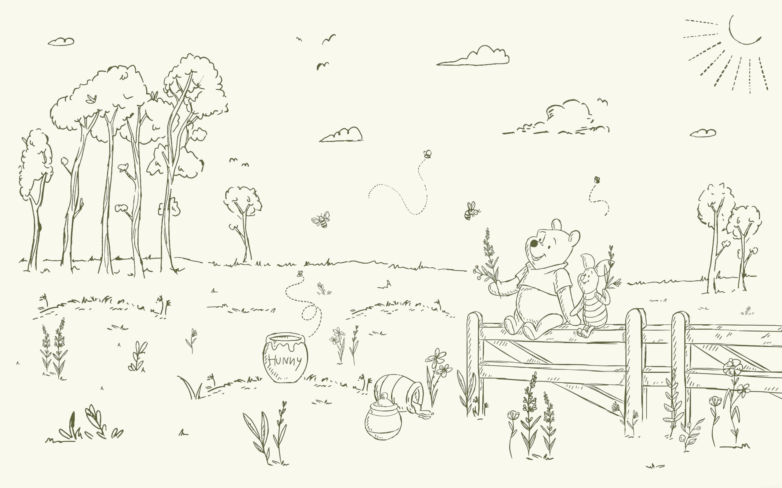 Komar Non-Woven Photo Wallpaper Disney Winnie the Pooh Bee at One with Nature Size 400 x 250 cm Children's Wallpaper - Image 2