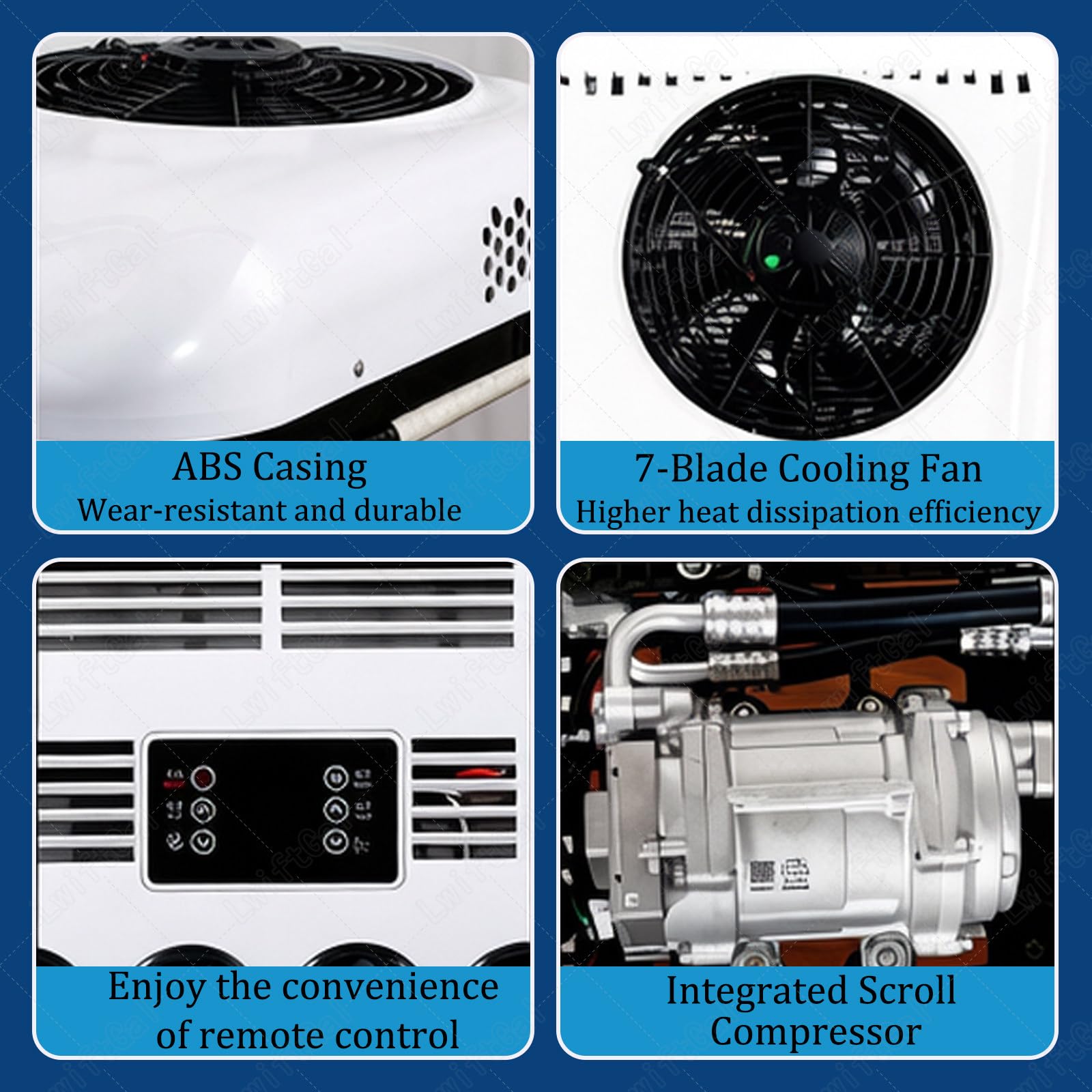 Condizionatore d'Aria da Tetto per Camper da 850W con Funzione di Raffreddamento/Raffreddamento+Riscaldamento,12V/24V. per Camper,Furgoni,Escavatori,Roulotte,Autobus 24V-Cooling