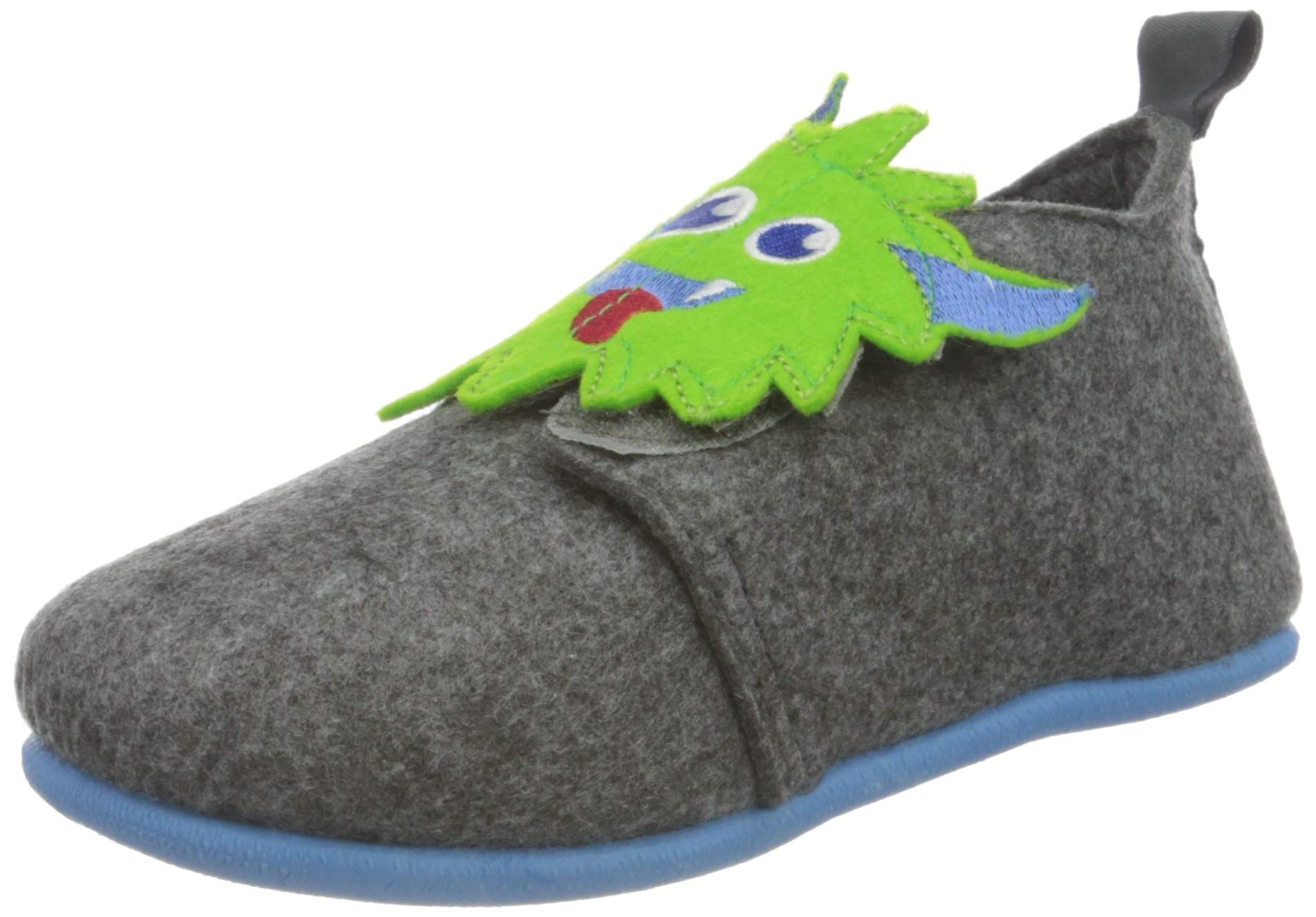 Playshoes Unisex Children's Felt Slippers, Monster, 5 UK Child