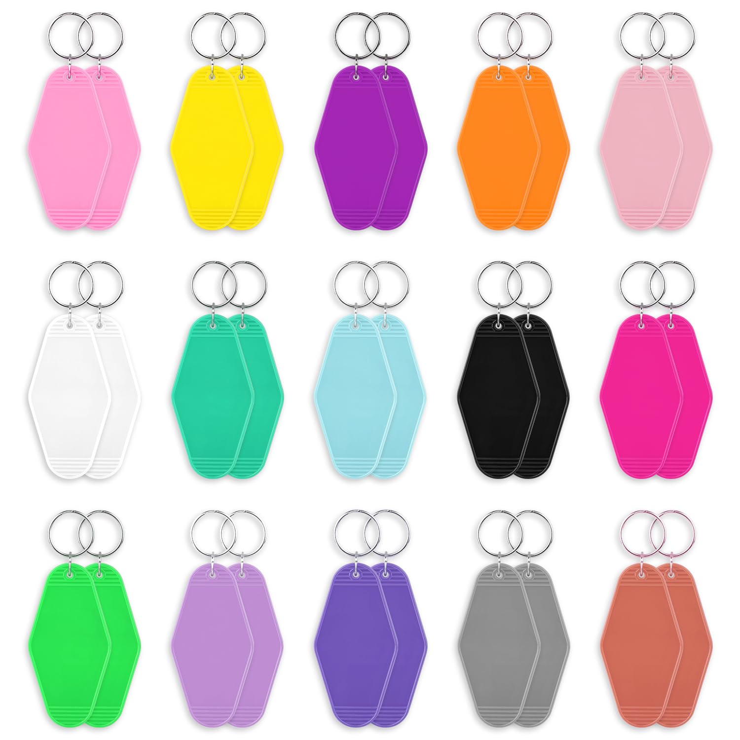 30pcs Sublimation Keychain Blanks, Blank Hotel Keychains Bulks Rhombus Motel Keychain Blank with Ring for DIY Crafts Ornament Zipper Pulls Backpack Labels Tags