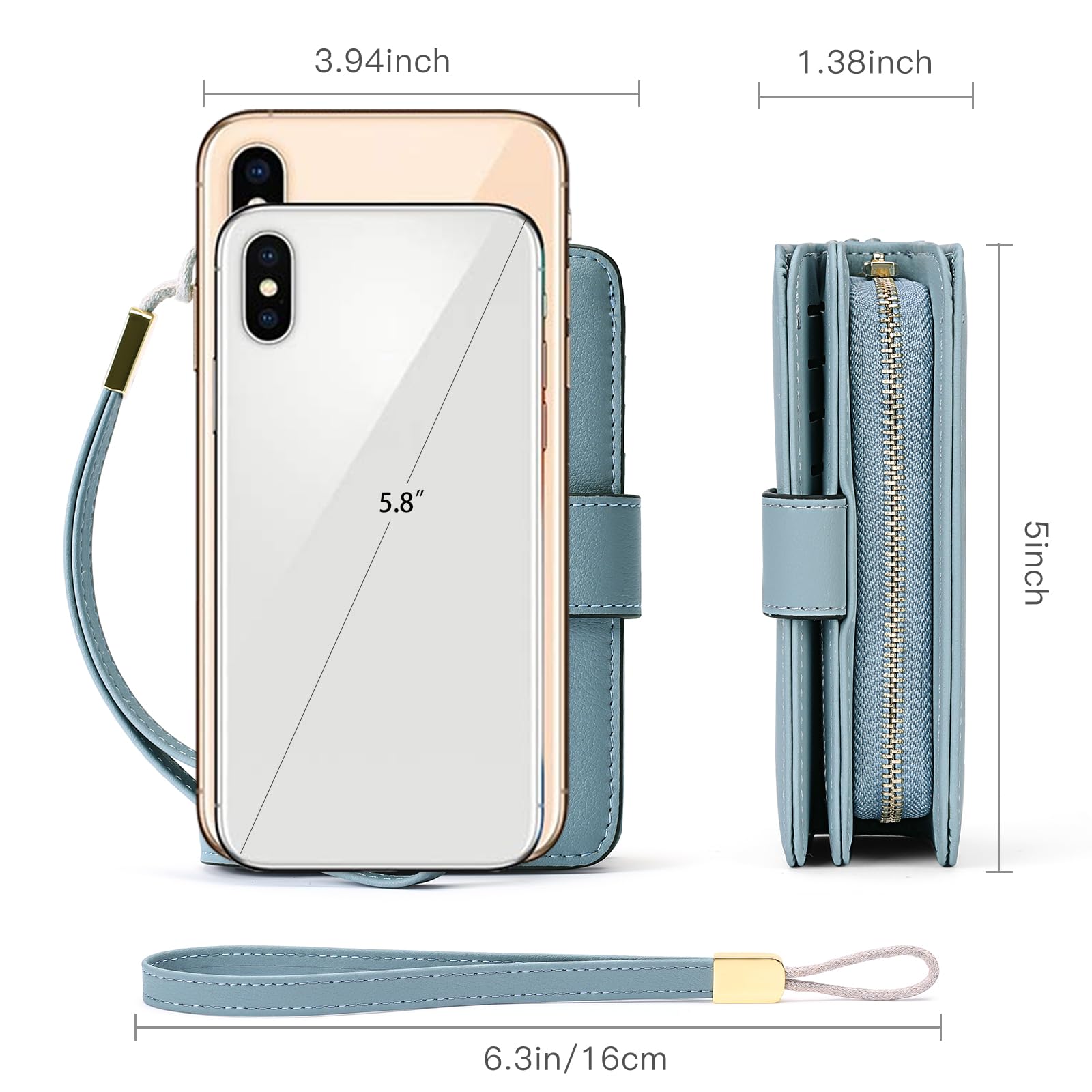 GAEKEAO Portafoglio Donna Piccolo Bloccaggio RFID Portamonete con Cerniera e chiusura a Scatto Scomparti per Carte Multipli Porta Carte di Credito