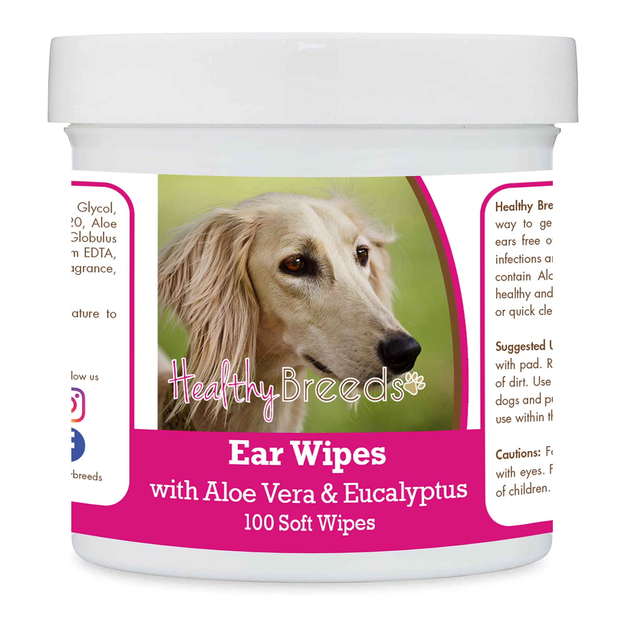 Healthy Breeds Saluki Ear Cleaning Wipes with Aloe &amp; Eucalyptus for Dogs 100 Count