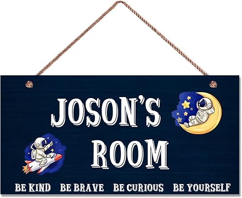 Letreros personalizados con nombre de astronauta, letrero de luna y cohete para habitación de niños, decoración de pared, decoración de pared