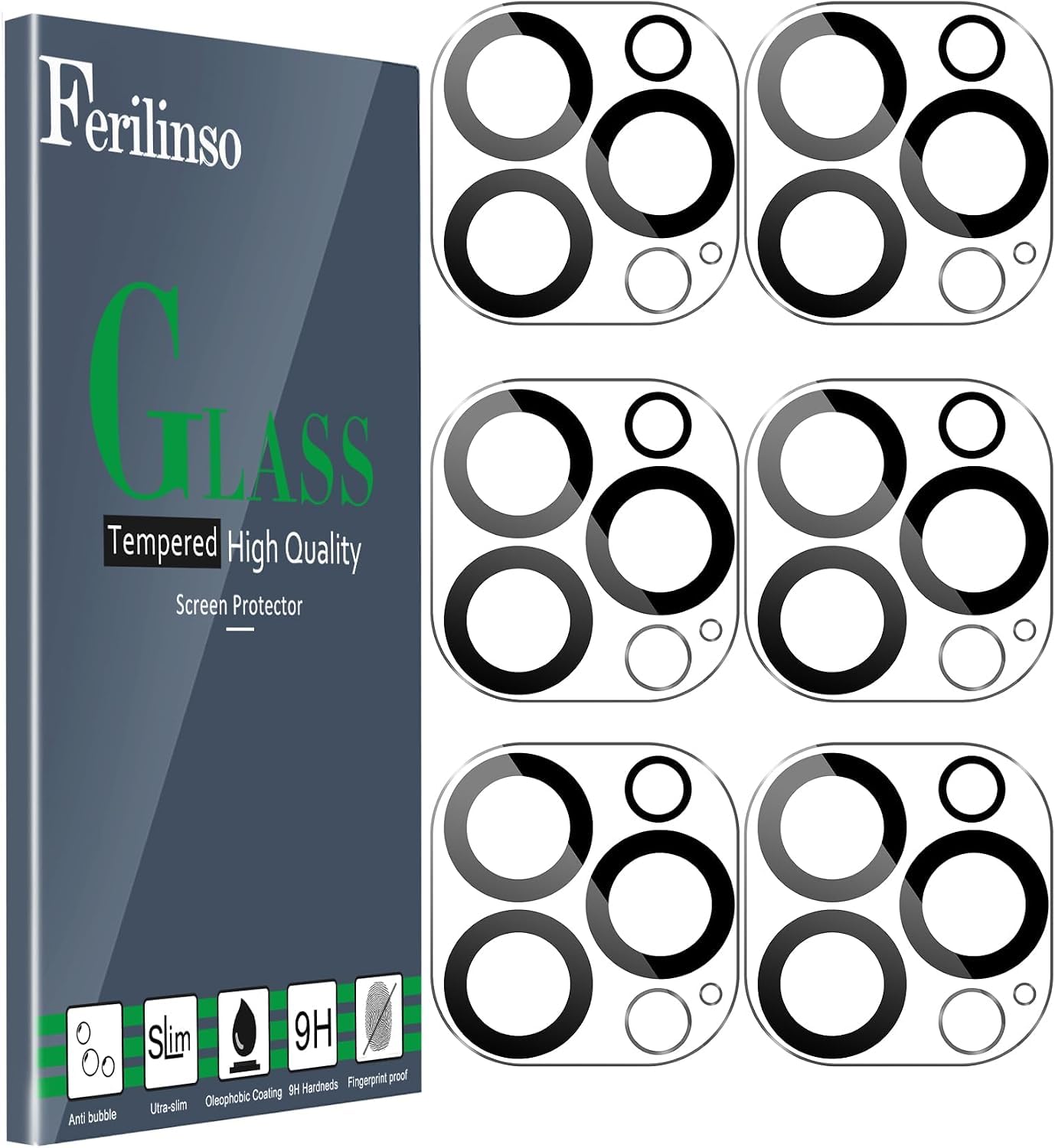 Photo 1 of Ferilinso Camera Lens Protector for iPhone 14/15 Pro/Pro Max - Black
