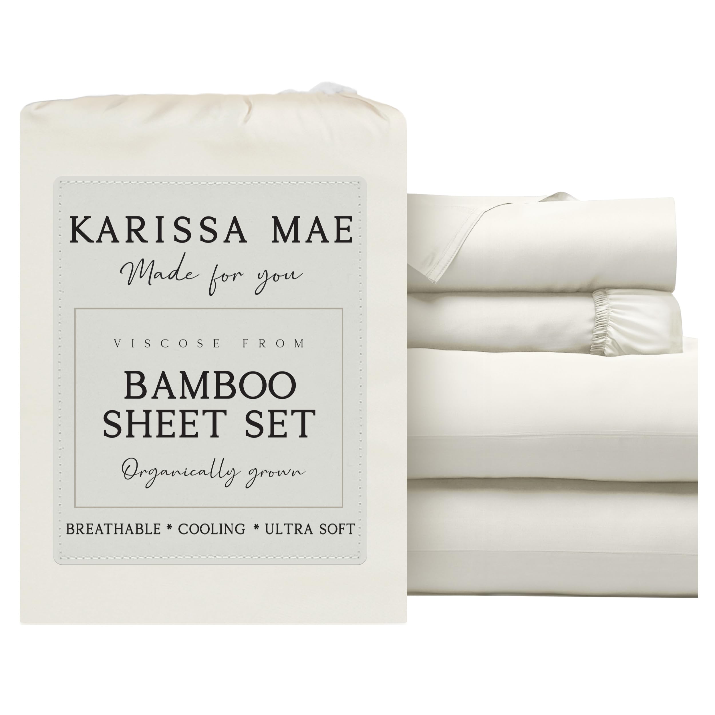 KARISSA MAE Luxury Bamboo Viscose Queen Sheet Set
