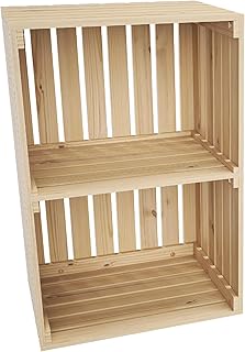 Rustic Pine Wood Storage Shelf, Kids Room Bookcase Organizer, Multi-Cube Display Unit for Toys and Books (2 Cube Box)