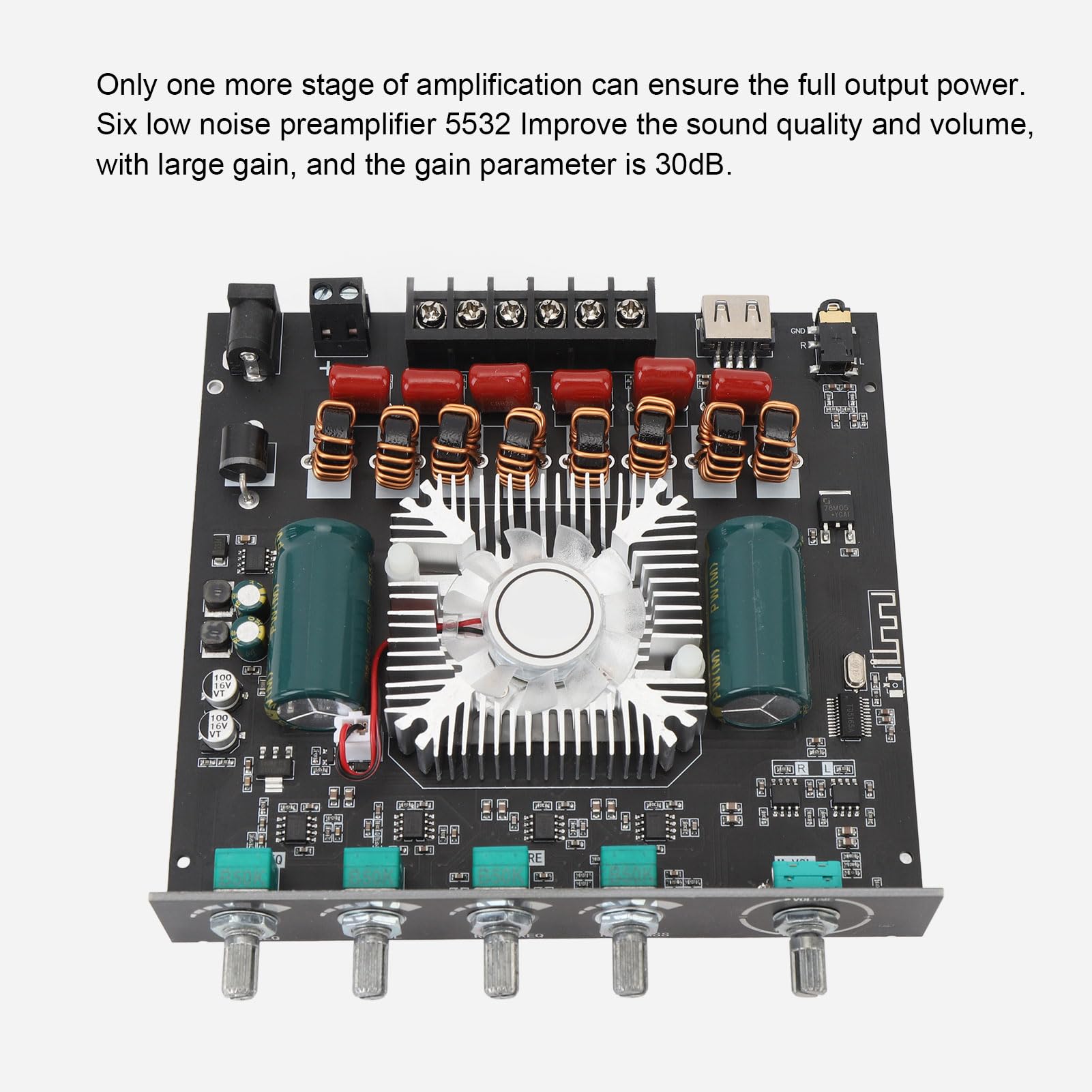 Modulo Scheda Amplificatore di Potenza Bluetooth TPA3255, Amplificatore Digitale Ad Alto Rendimento per Altoparlanti Fai-da-te, Potenza 220Wx2 350W per Domestico, Design a 2.1
