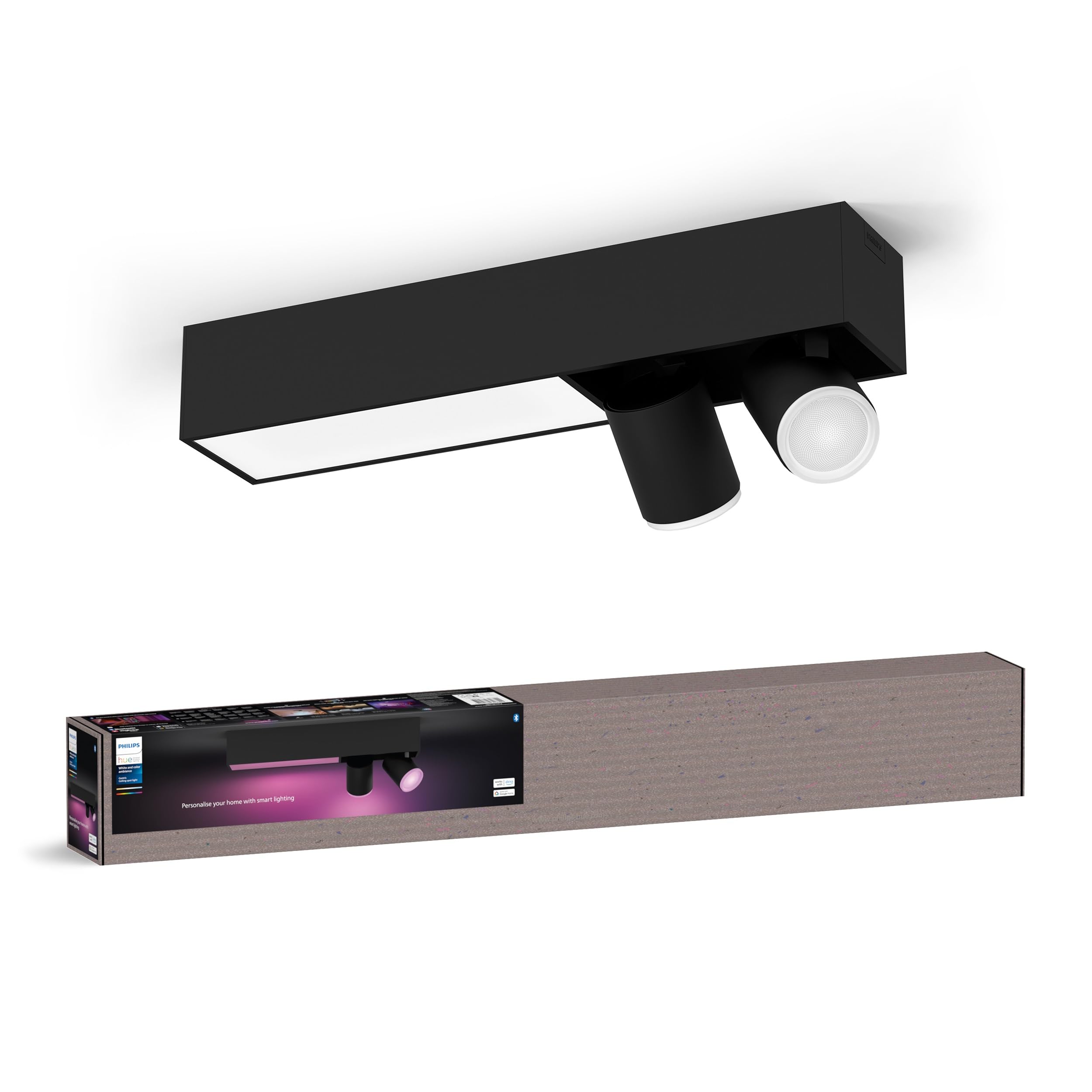Philips Hue Black White & Color Ambiance Centris 2-Piece, Dimmable, 16 Million Colours, App-Controllable, Amazon Alexa Compatible,