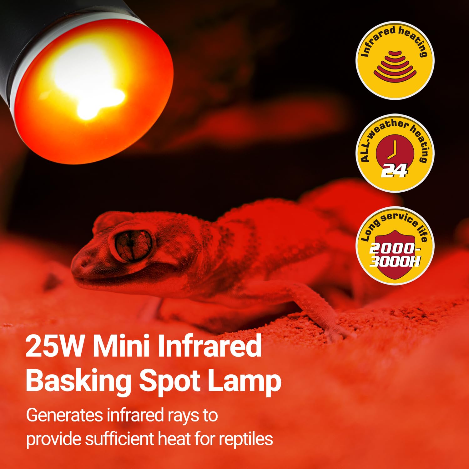 REPTI ZOO Nano Dual Dome Reptile Light Fixture and 25W Reptile Heat Lamp Combo Pack, Mini Daylight Basking Spot Heat Lamp & Nano Heat Emitter Basking Spot Lamp - image 5
