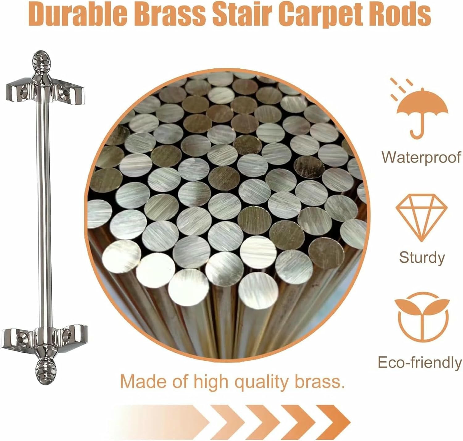 Durable Silver Stair Carpet Trim Rods, Stair Rods for Carpet Runners, Brass Rugs Holder Rods for Home Office Cinema