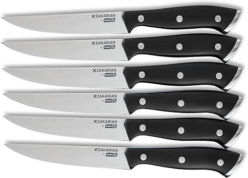 Miniatura 8 de DASH Zakarian - Juego de 6 cuchillos para carne, hoja de acero alemán sin dentar, color azul