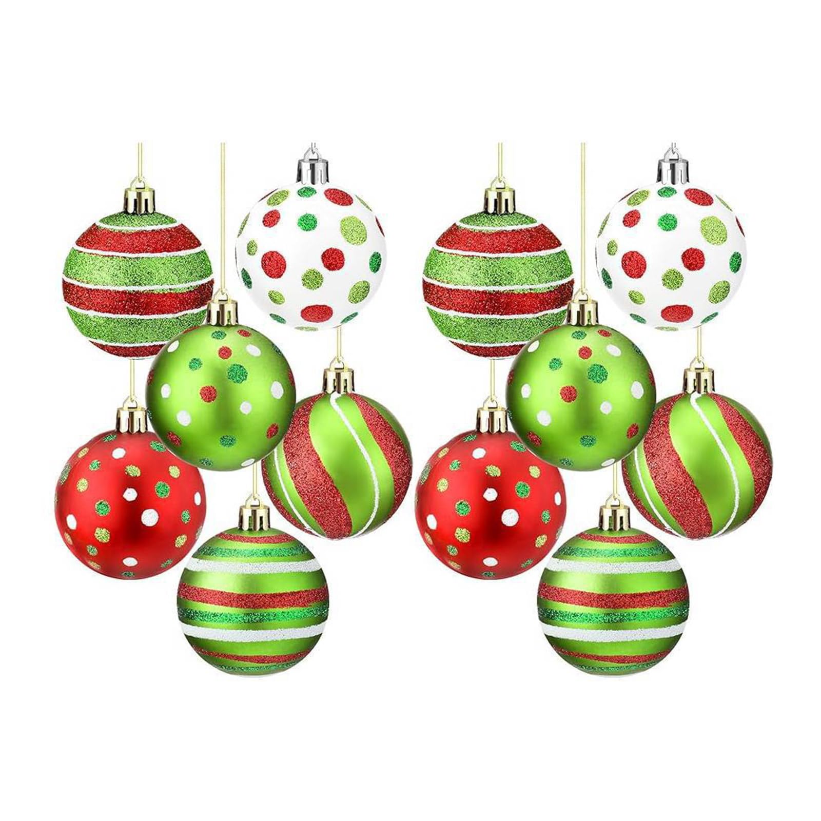 Of 12 Holiday Charm Christmas Tree Hanging Baubles Glittering Sphere Ornament for Tree Trimming Festival Baubles