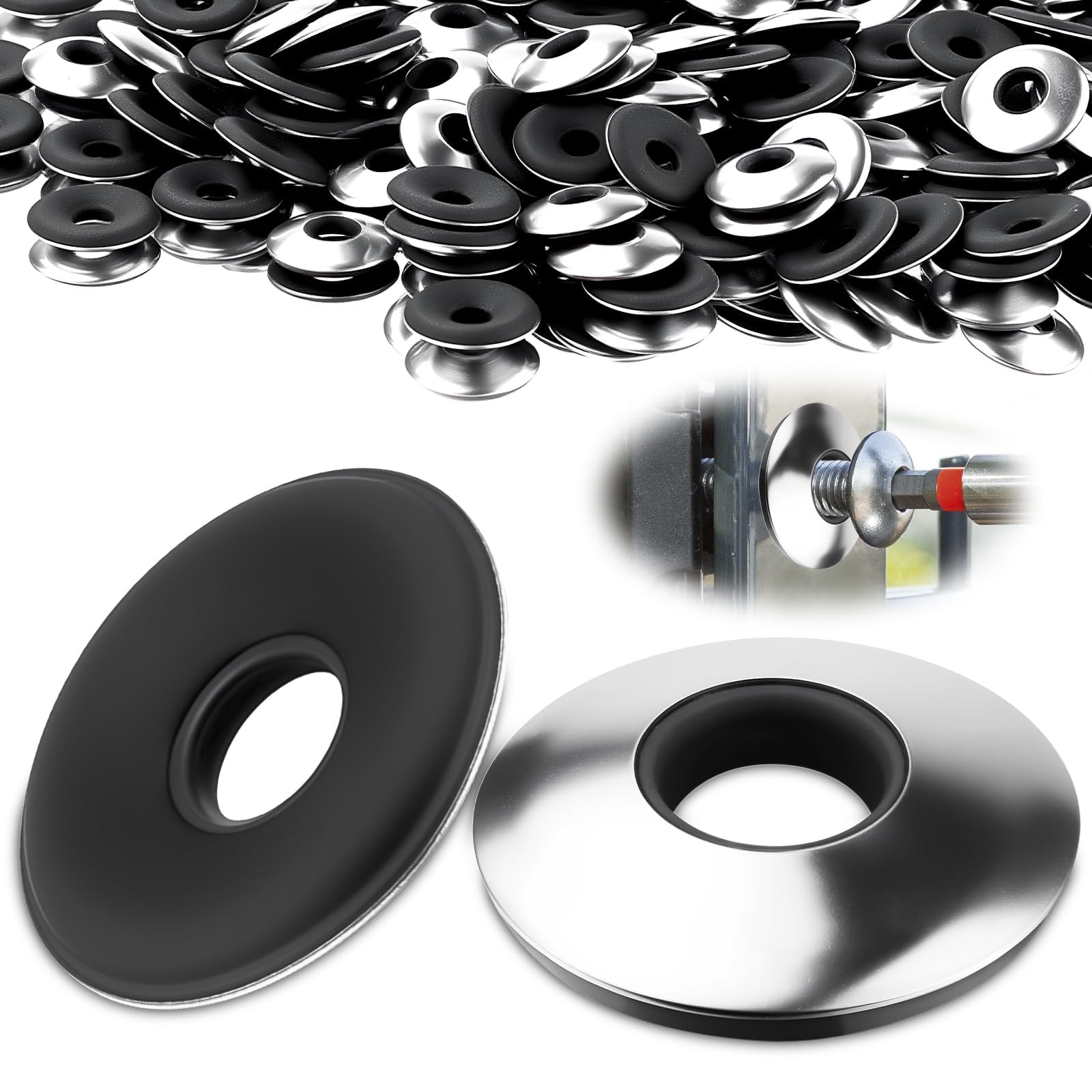 60 Pezzi Rondelle in Gomma in Acciaio Inox 304 M4,2x12 mm Rondelle di Tenuta con Guarnizione EPDM Piatte per Viti Autofilettanti e Viti Idrauliche